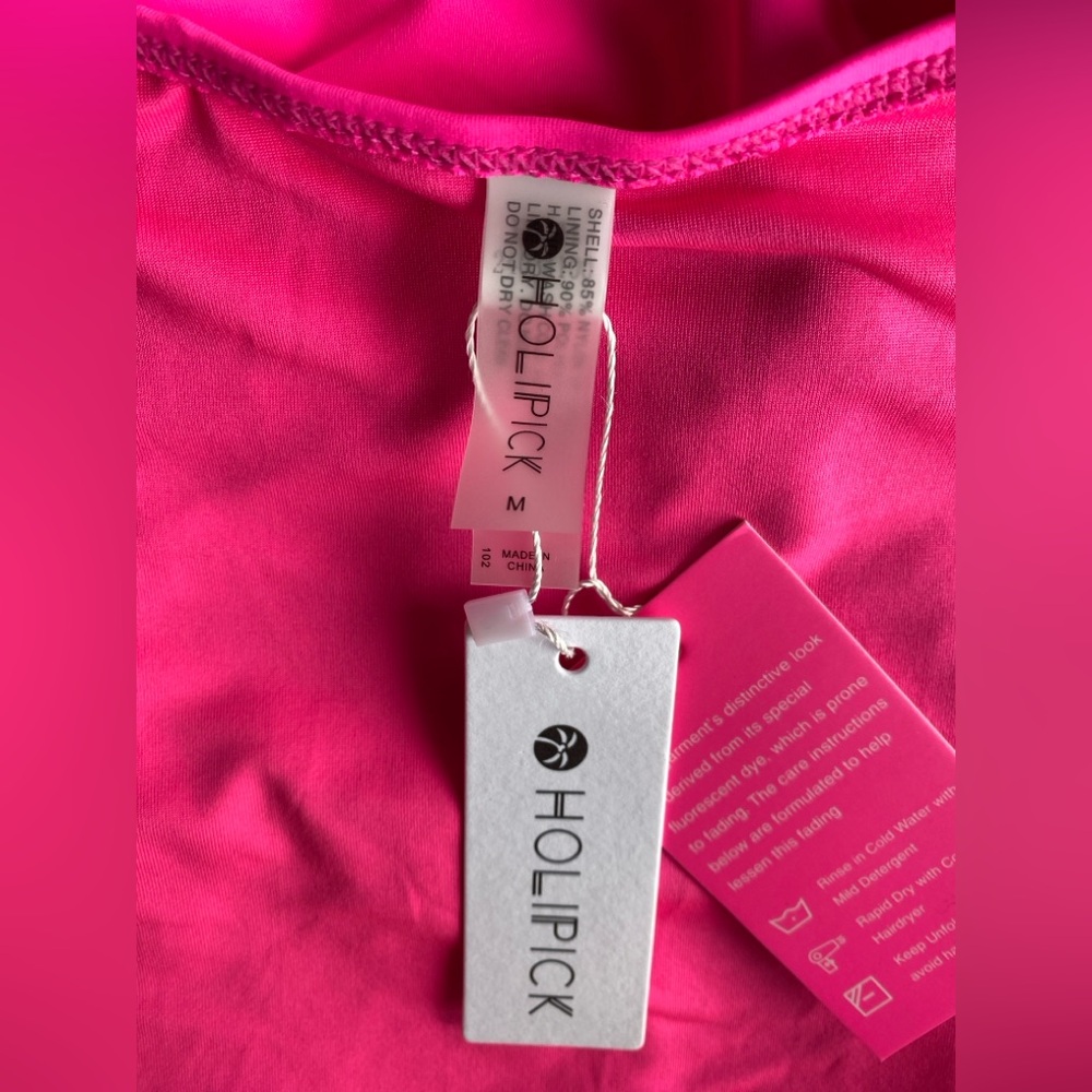 Vibrant Pink One-Piece one-shoulder Swimsuit NWT - Picture 7 of 8